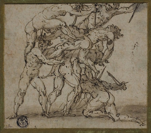 Male Nudes Locked in Combat with Daggers, n.d. Creator: Unknown.