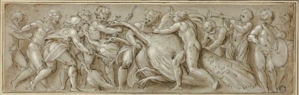 Putti with Peacocks and Musical Instruments, n.d. Creator: Workshop of Lattanzio Gambara Italian, c. 1530-157.