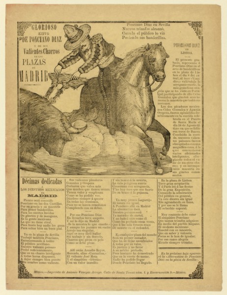 Glorious Success of Ponciano Díaz and His Brave Charros in the Bull Rings of Madrid, 1889. Creator: Manuel Manilla.