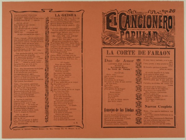El cancionero popular, num. 20 (The Popular Songbook, no. 20), n.d. Creator: Unknown.