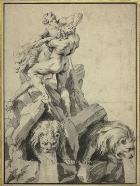 Hercules and Antaeus Design for a Fountain, n.d. Creator: Martin Desjardins.