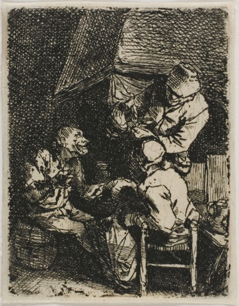 Three Peasants by a Fireplace, n.d. Creator: Cornelis Bega.
