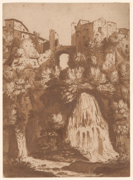 View of Tivoli with the Bridge Over the Anio Waterfall, 1620. Creator: Cornelis van Poelenburgh.