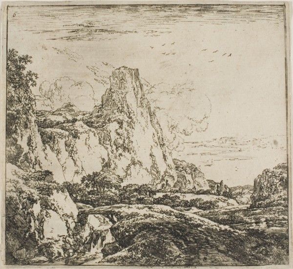 The Little Bridge near the Rock, from the series Set of Landscapes, n.d. Creator: Herman Naijwincx.