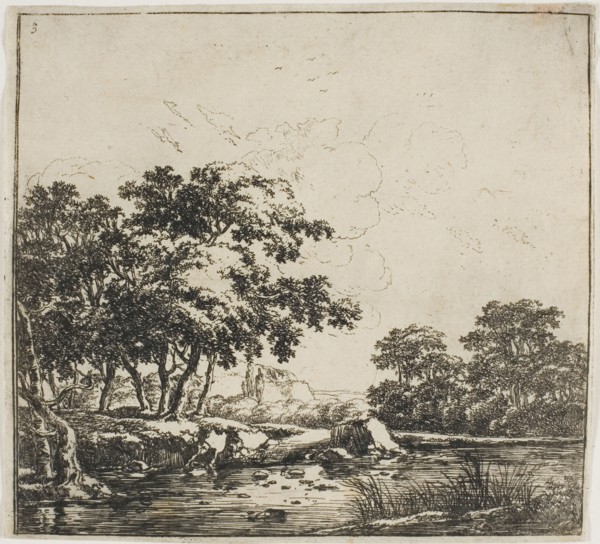 The River in the Forest, plate three from Set of Landscapes, 1640/51. Creator: Herman Naijwincx.