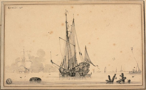 Harbor Scene with Ships at Rest and Piling, 1698. Creator: Sieuwert van der Meulen.