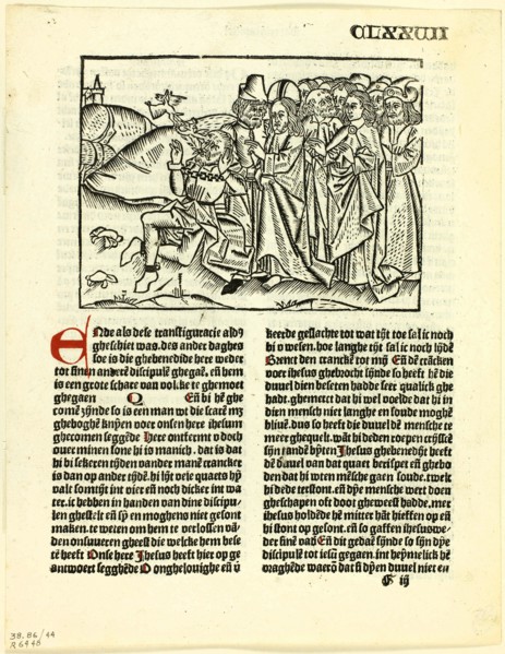 Christ, after His Transfiguration, Exorcises the Devil from the Lunatic, from Leven...1929. Creators: Unknown, Pieter van Os, Ludolph of Saxony, Wilhelm Ludwig Schreiber.
