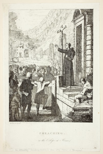 Preaching in the College at Rome, 1773/75. Creator: David Allan.