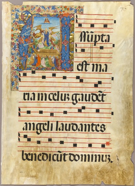 The Assumption of the Virgin in a Historiated Initial from a Gradual, c.1500. Creator: Unknown.