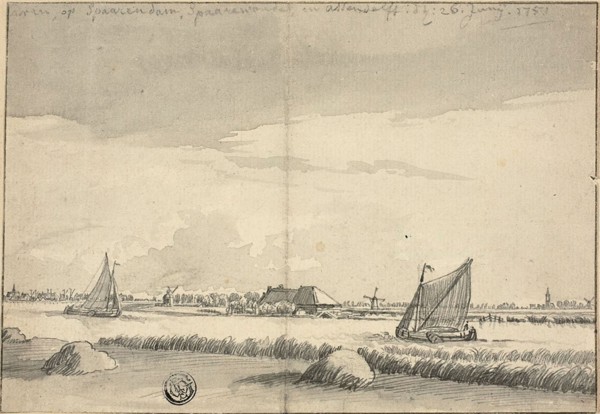 Sailboats on Canal near Spaarendam, 1751. Creators: Jan de Beyer, Pieter Molijn.