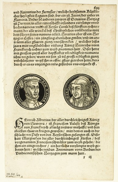 Medallion Portraits of Henry and Margaret of Navarre (recto) and Portraits of...1937. Creators: Hans Rudolf Manuel Deutsch, Max Geisberg.