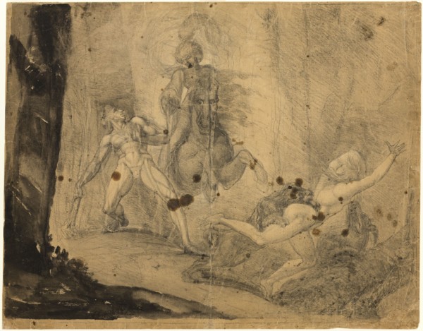 Theodore Meets in the Wood the Specter of His Ancestor Guido Cavalcanti, Chasing..., 1783. Creator: Henry Fuseli.