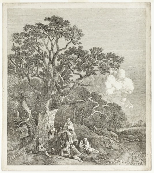 Wooded Landscape with Gypsies Gathered Round a Fire, 1753/54. Creator: Thomas Gainsborough.
