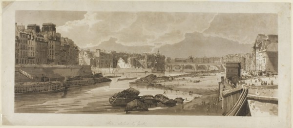 View of the City with the Louvre, etc., taken from Pont Marie, from A Selection..., 1802. Creator: Thomas Girtin.