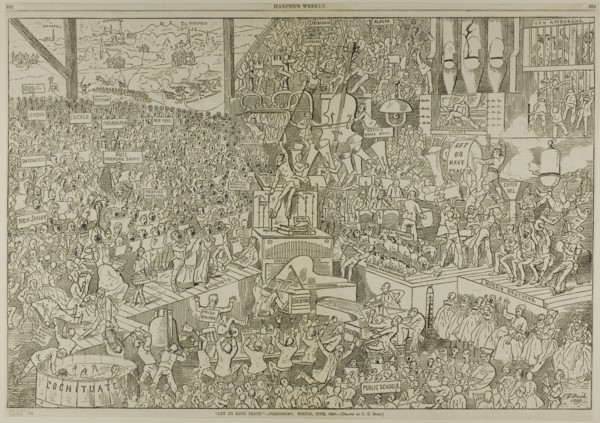 Let Us Have Peace! -Fortissimo, from Harper's Weekly, published June 19, 1869. Creator: Charles Green Bush.
