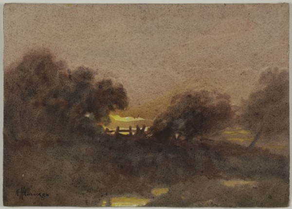 Landscape with Gate at Sunset, n.d. Creator: Hugh Huntington Howard.
