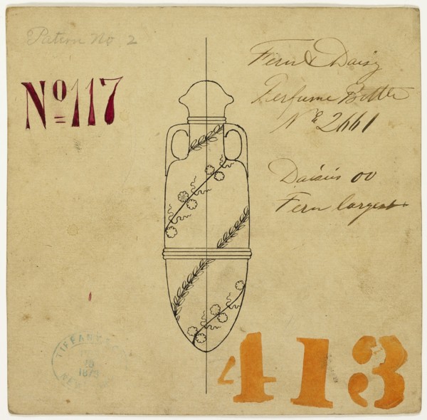 Design for Fern and Daisy Perfume Bottle No. 2661, 1870/75. Creator: Tiffany & Co.