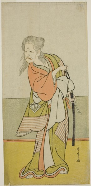 The Actor Nakajima Kanzaemon III as Yaguchi no Karasu-baba in the Play Hono Nitta..., c. 1777. Creator: Shunsho.