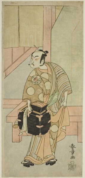 The Actor Ichimura Uzaemon IX as the Hairdreser Komagata Ikkaku in the Play Fuji no Yuki..., c.1770. Creator: Shunsho.