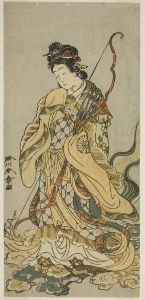 The Actor Nakamura Noshio I as the Goddes Benzaiten of Enoshima in the Play Onno Aruji..., c. 1773. Creator: Shunsho.