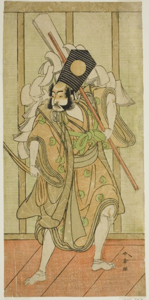The Actor Arashi Sangoro II as Asahina Saburo in the Play Iro Maki-e Soga no Sakazuki... c. 1773. Creator: Shunsho.