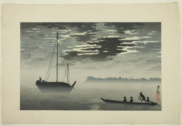 Moonlight through the Clouds off the Haneda Coast, Japan, 1929 (original...pub posthumously). Creator: Kobayashi Kiyochika.