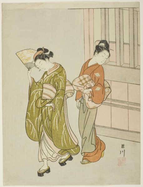 Clearing Breeze from a Fan (Ogi no seiran), from the series "Eight Views of the...", c. 1766. Creator: Suzuki Harunobu.