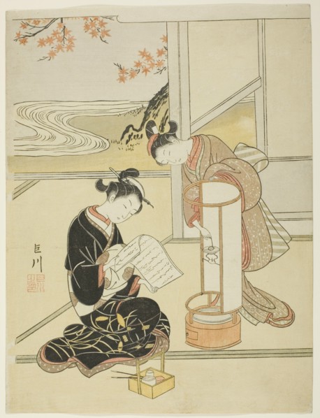 The Evening Glow of a Lamp (Andon no sekisho), from the series "Eight Views...", c. 1766. Creator: Suzuki Harunobu.