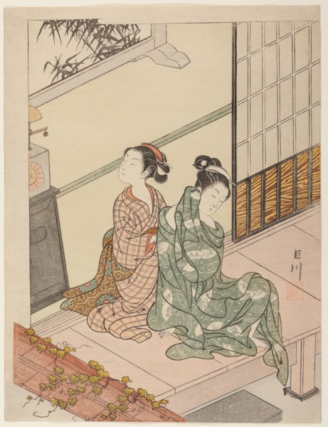 The Evening Bell of the Clock (Tokei no bansho), from the series "Eight Views of the...", c. 1766. Creator: Suzuki Harunobu.