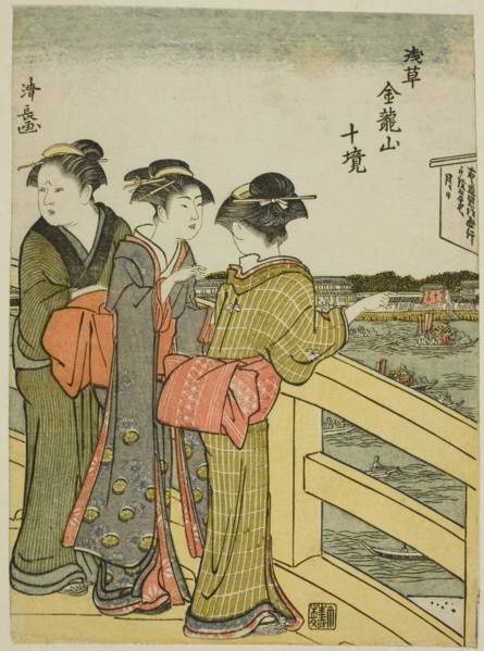 View from Azuma Bridge, from the series "Ten Precincts of Kinryuzan Temple in Asakusa..., c. 1783. Creator: Torii Kiyonaga.