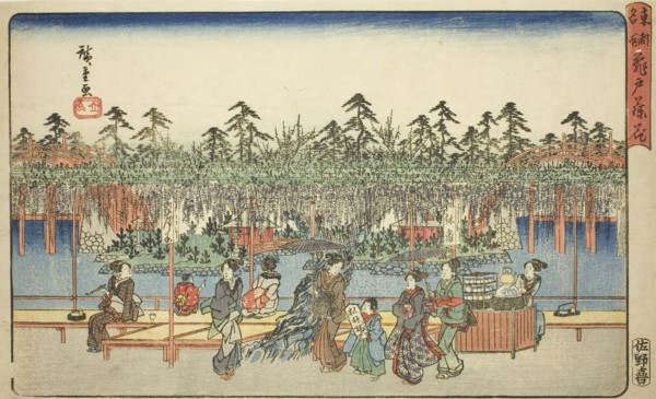 Wisteria at Kameido (Kameido Tenjin fuji hana), from the series "Famous Places in the...", c1839/42. Creator: Ando Hiroshige.