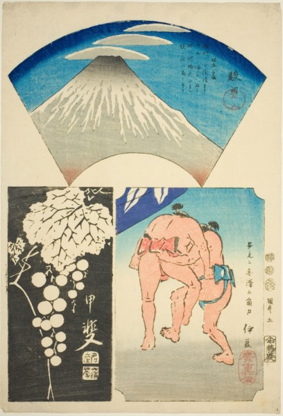 Suruga, Kai, and Izu, no. 5 from the series "Cutout Pictures of the Provinces (Kunizukushi..., 1852. Creator: Ando Hiroshige.