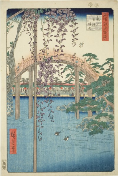 Precincts of Kameido Tenjin Shrine (Kameido Tenjin keidai), from the series "One Hundred..., 1856. Creator: Ando Hiroshige.