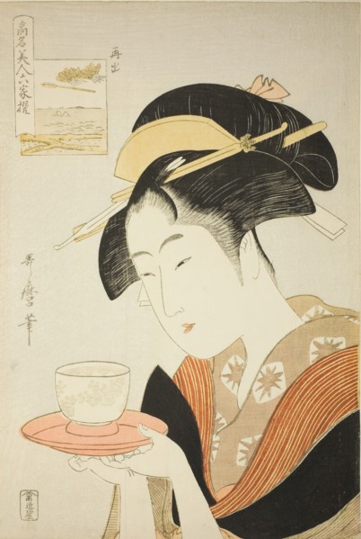 Appearing Again: Naniwaya Okita, from the series "Renowned Beauties Likened to the Six..., c1795/96. Creator: Kitagawa Utamaro.