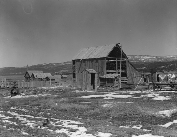 Farm buildings in the purchase area, Widtsoe, Utah, 1936. Creator: Dorothea Lange.