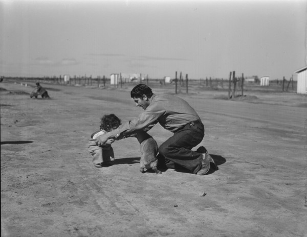 Drought refugees - penniless Oklahomans camped along highway, California, 1936. Creator: Dorothea Lange.