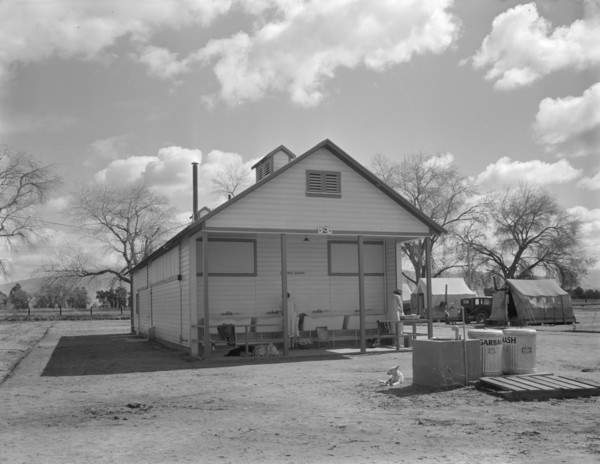 Utility units at Marysville resettlement camp, California, 1936. Creator: Dorothea Lange.