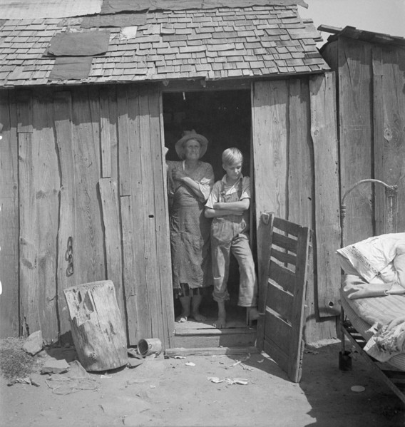 People living in miserable poverty, Elm Grove, Oklahoma County, Oklahoma, 1936. Creator: Dorothea Lange.