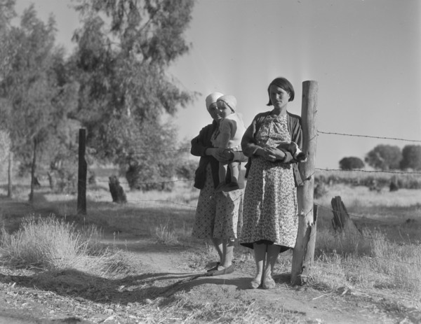 Pregnant migrant woman..., squatter camp, Kern County, 1936. Creator: Dorothea Lange.