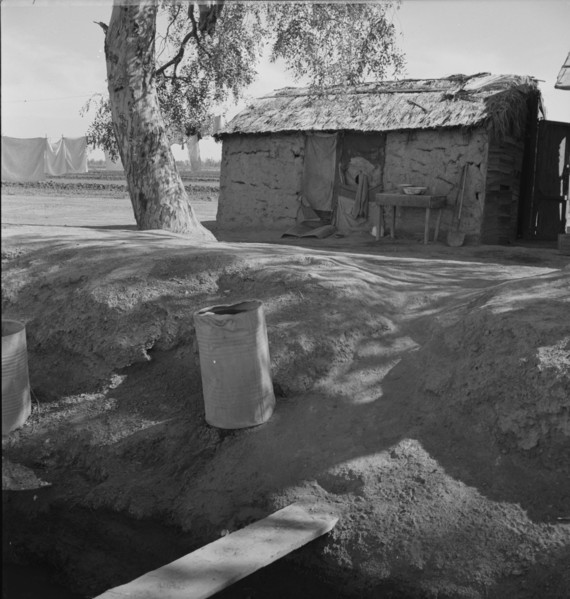 Ditch bank housing for Mexican field workers, Imperial Valley, California, 1937. Creator: Dorothea Lange.