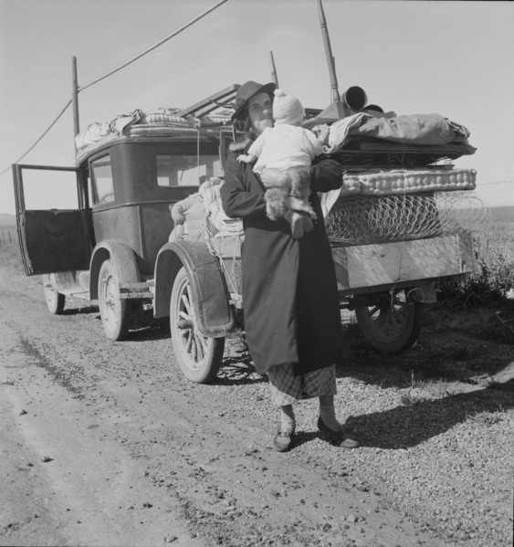 Missouri family...seven months from the drought area, 1937. Creator: Dorothea Lange.