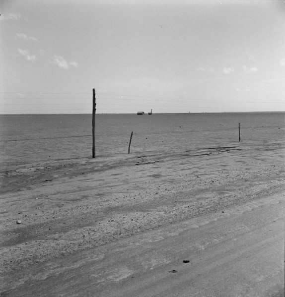 Abandoned farm on the high plains, Texas County, Oklahoma, 1938. Creator: Dorothea Lange.