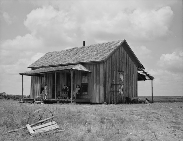 Ex-farm family, now on Works Progress Administration (WPA), US64, eastern Oklahoma, 1938. Creator: Dorothea Lange.