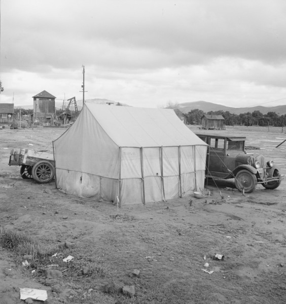 Citrus workers in winter quarters, near Lindsay, Tulare County, California , 1939. Creator: Dorothea Lange.