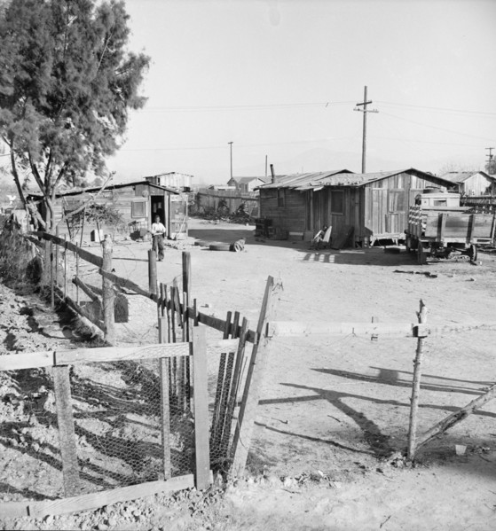 Rent eight dollars per month, near Bakersfield, California, 1939. Creator: Dorothea Lange.