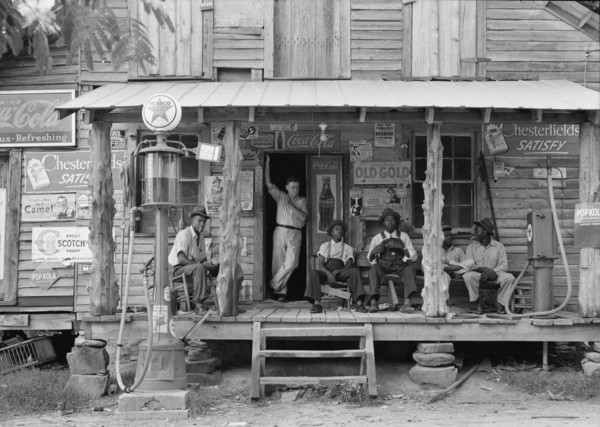 Sunday afternoon - country store on dirt road, Gordonton, North Carolina, 1939. Creator: Dorothea Lange.