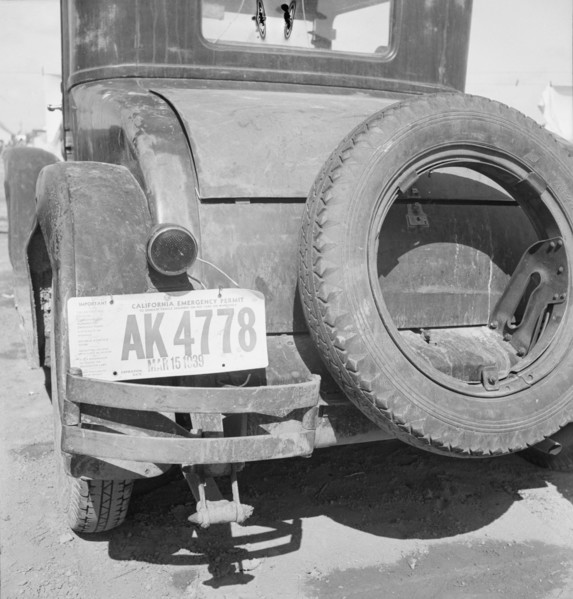 Temporary auto license, California, 1939. Creator: Dorothea Lange.