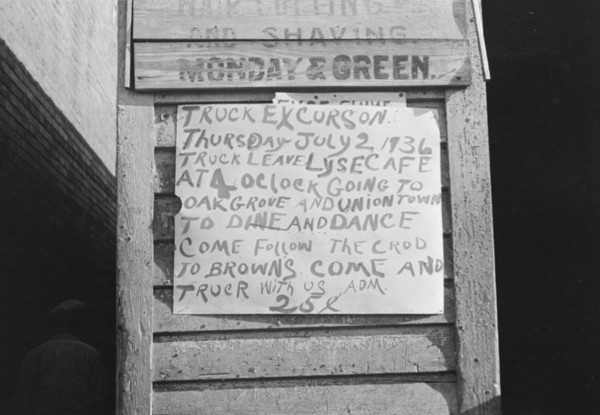 Excursion sign, Alabama, 1936. Creator: Walker Evans.