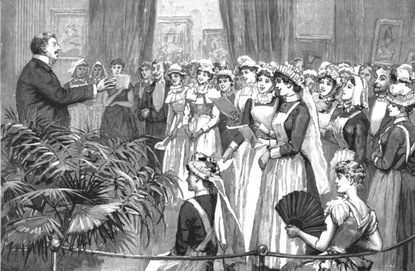 ''Conversazione of the British Nurses Association at the Grosvenor Gallery, Bond Street; Mr. Corney  Creator: Unknown.
