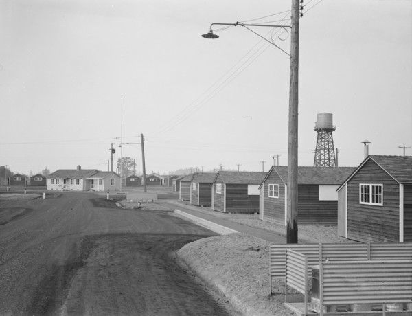 Looking down one street in newly completed FSA camp, near McMinnville, Yamhill County, Oregon, 1939. Creator: Dorothea Lange.